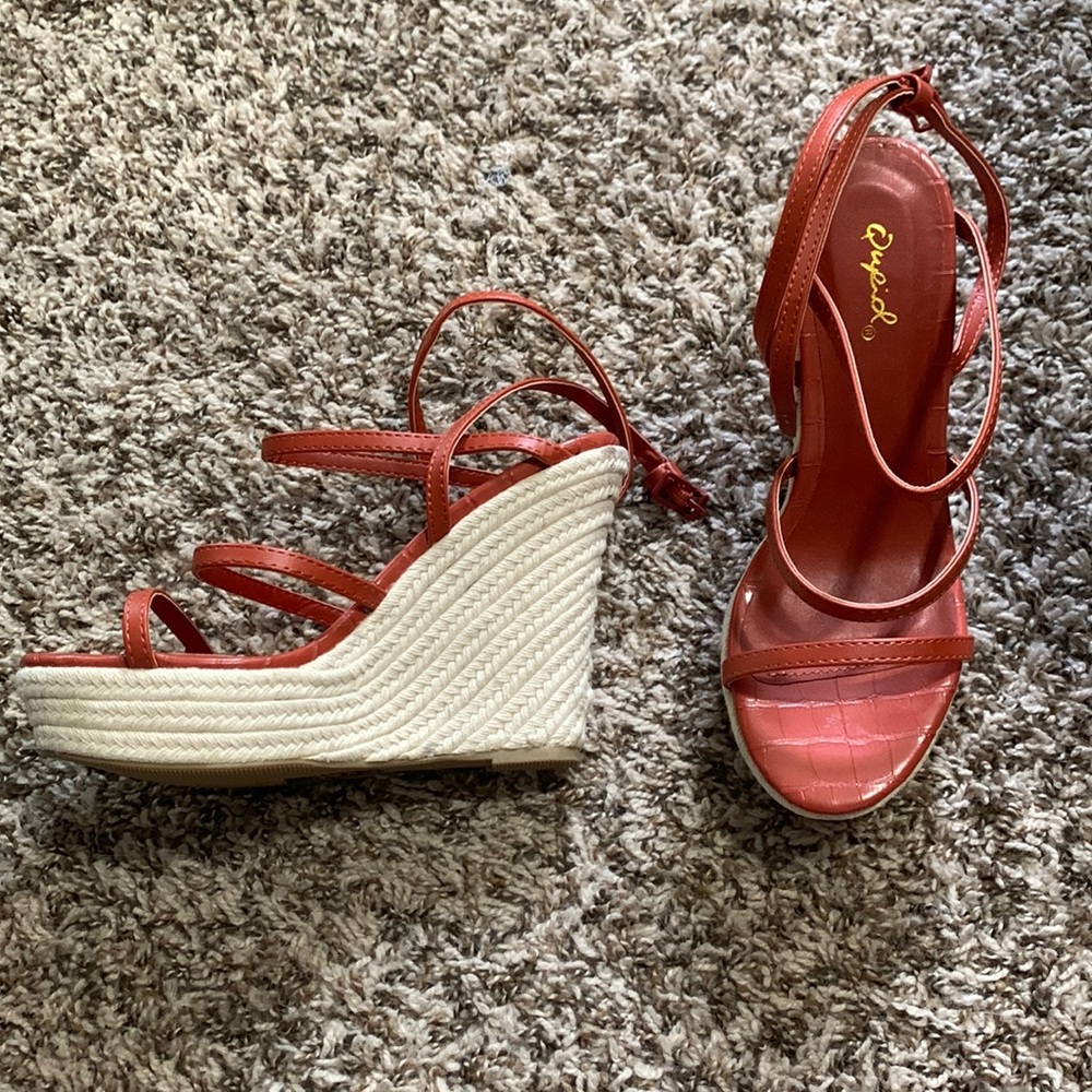 Brand New Qupid copper strappy sandals